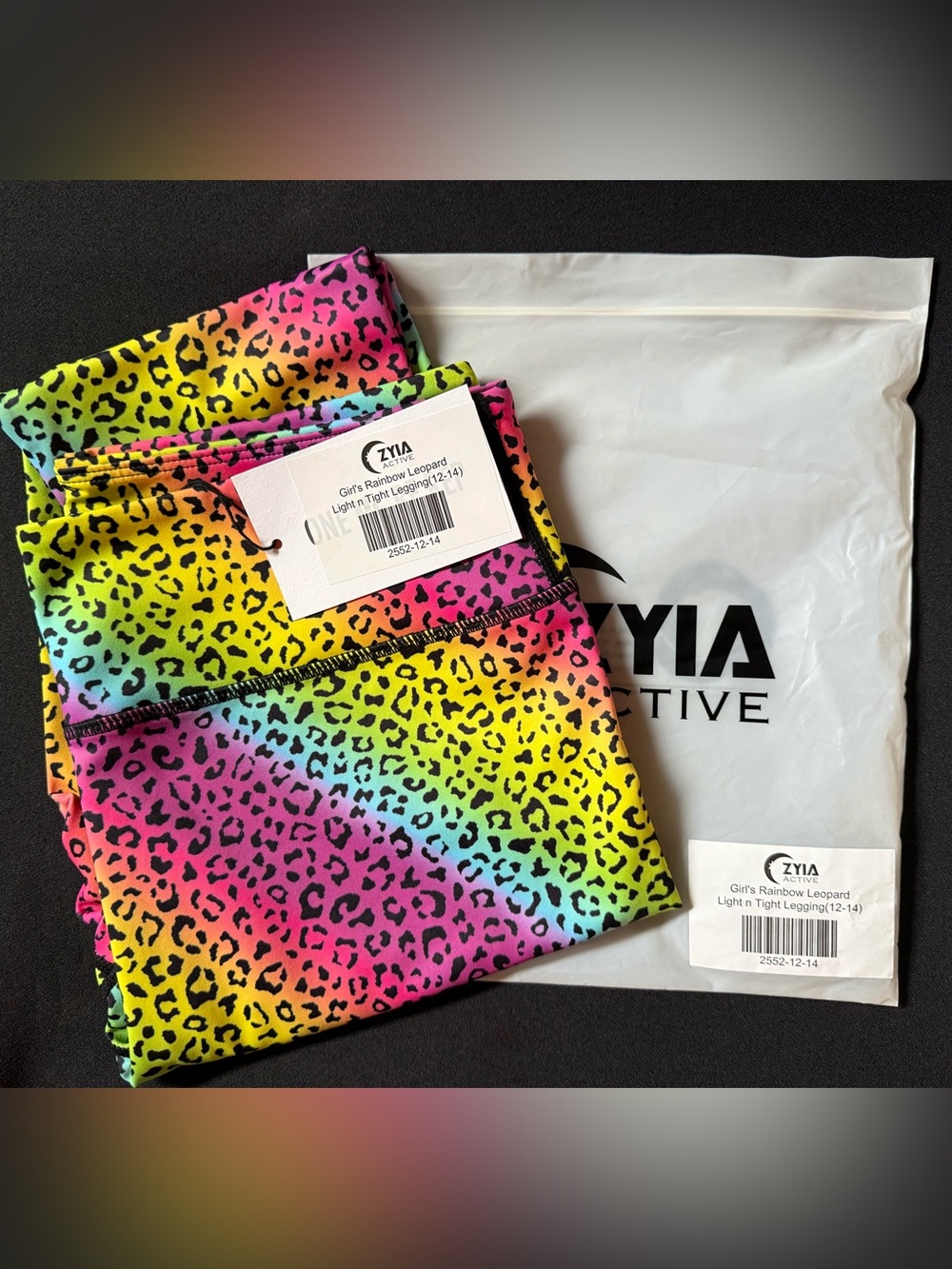 ZYIA Girls Rainbow Leopard Light n Tight Leggings Size 12-14